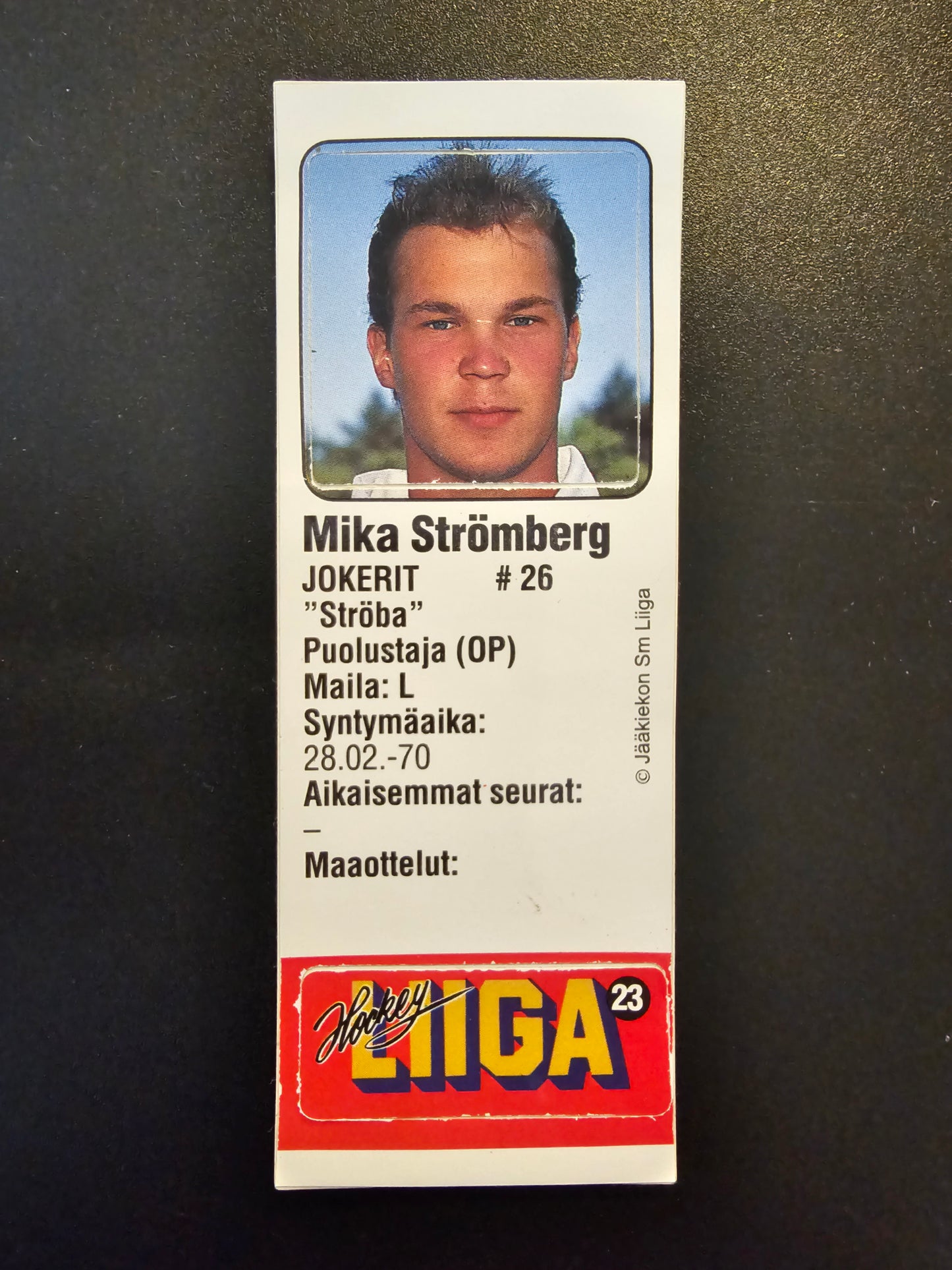 1991-92 JyväsHyvä HockeyLiiga - Mika Strömberg #23 (Soikio)