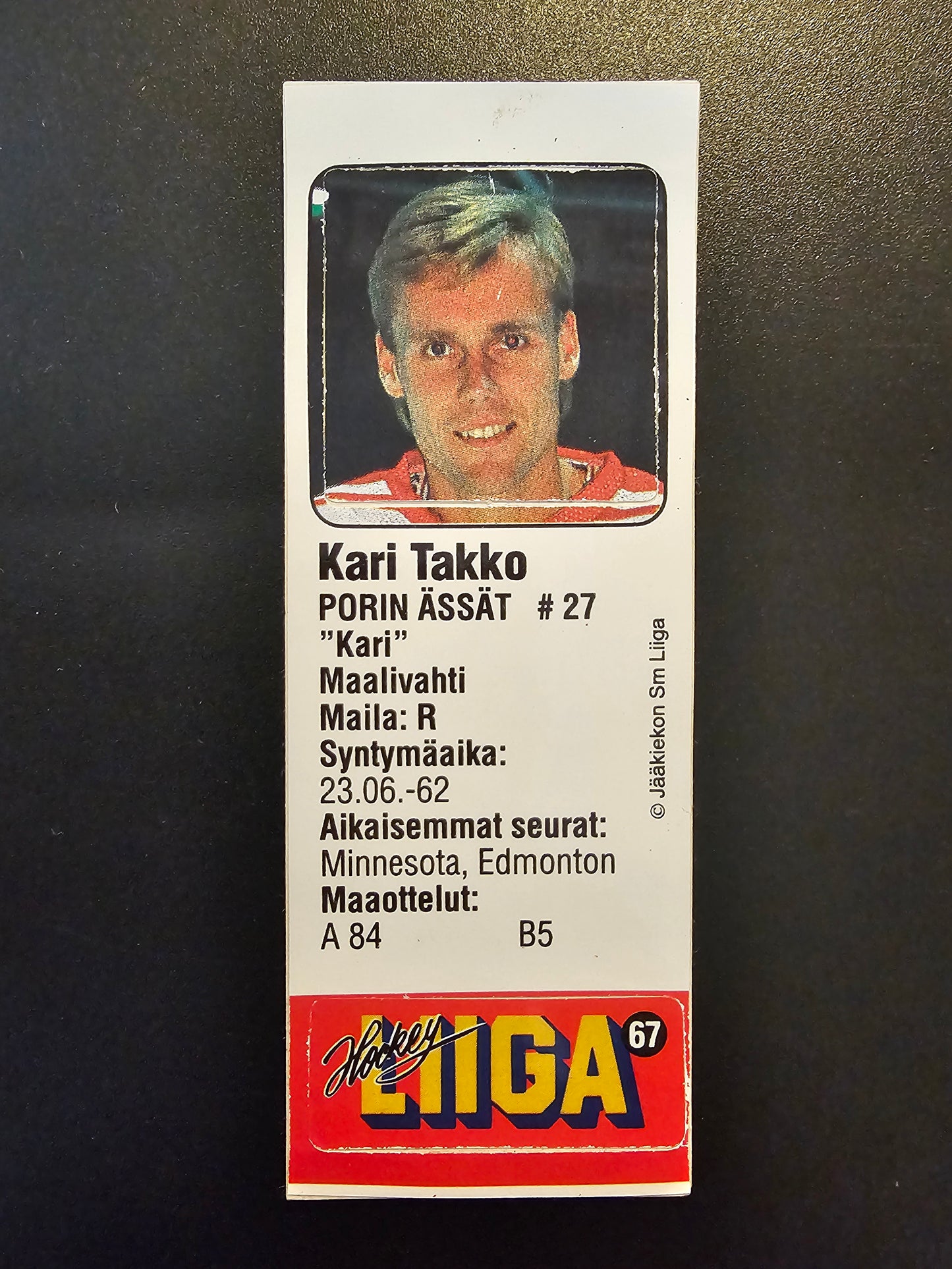 1991-92 JyväsHyvä HockeyLiiga - Kari Takko #67 (Soikio)