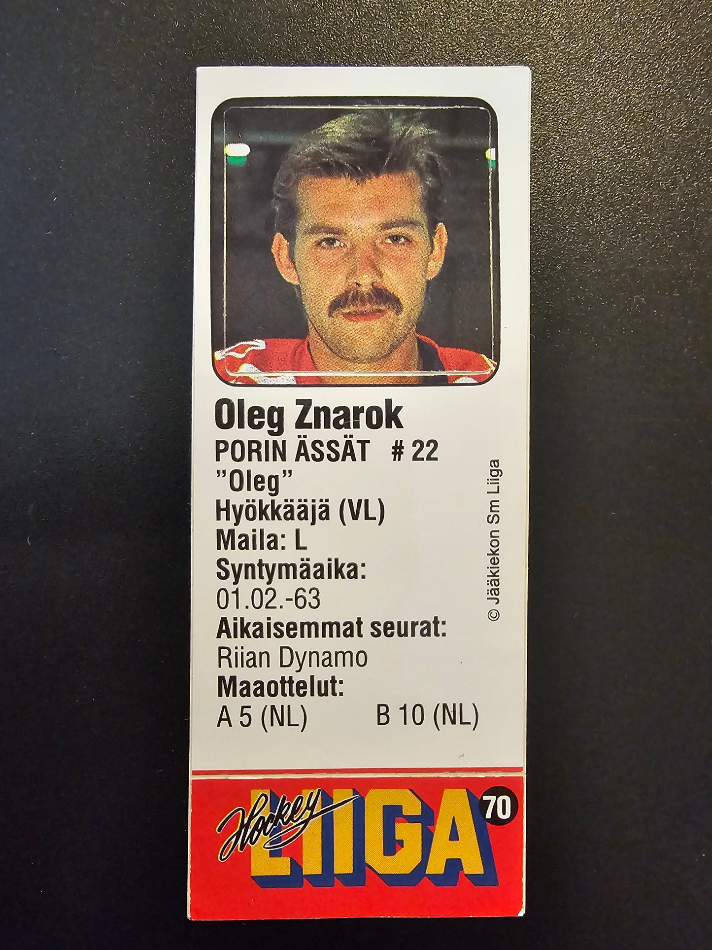 1991-92 JyväsHyvä HockeyLiiga - Oleg Znarok #70 (Neliö)