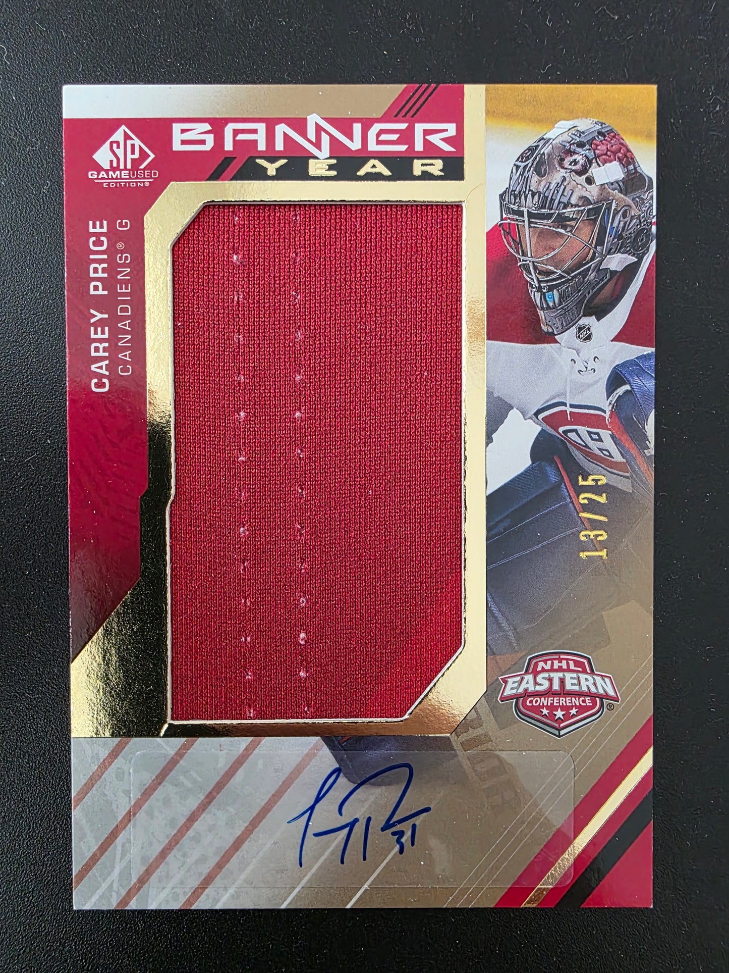 2021-22 Upper Deck SP Game Used - 2021 NHL Eastern Conference Banner Year Relics - Autographs - Carey Price #BYE-CP /25