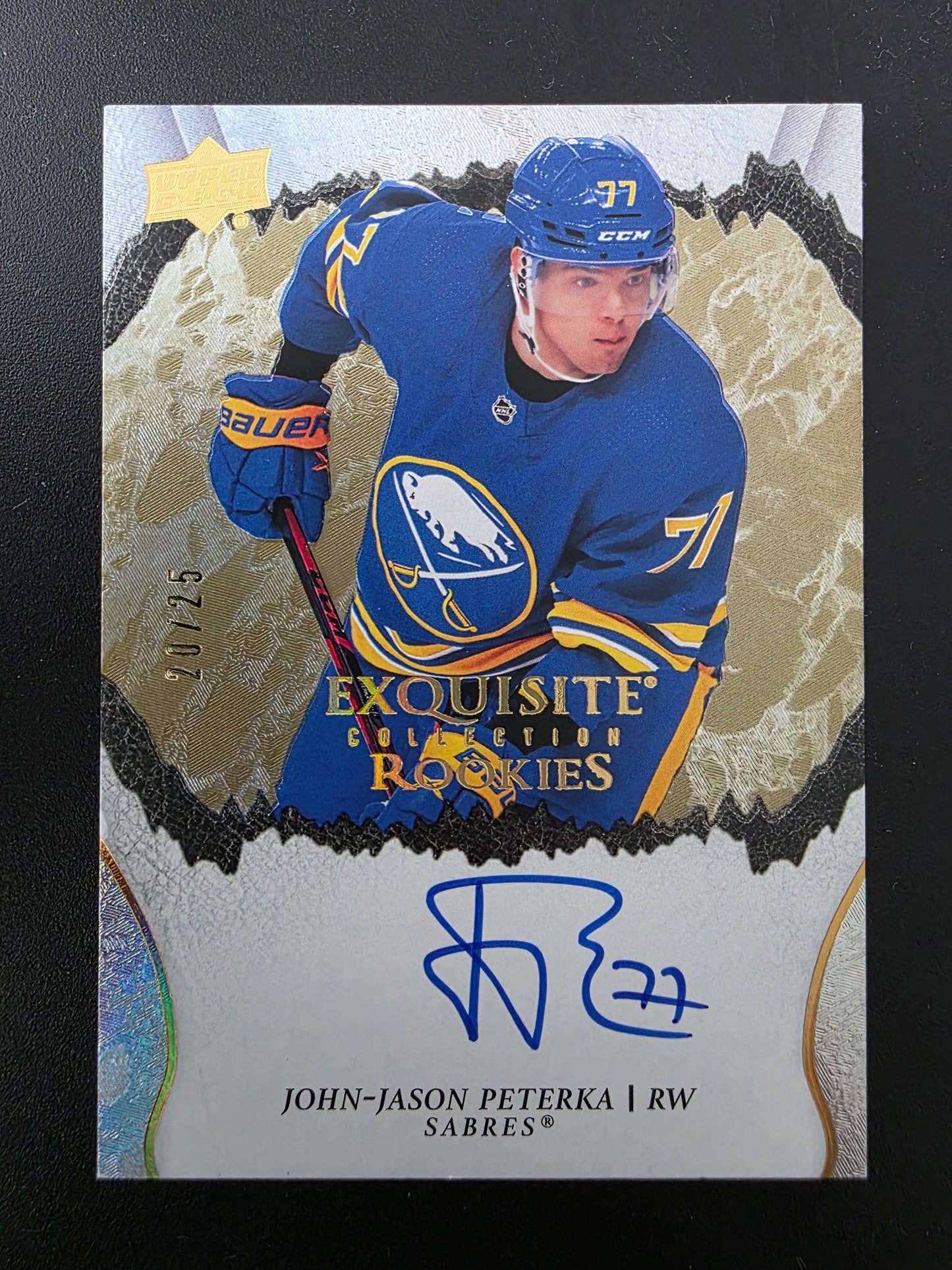 2021-22 Upper Deck Ice - Exquisite Collection Rookie Signatures Gold - John-Jason Peterka #R-JJ /25 RY