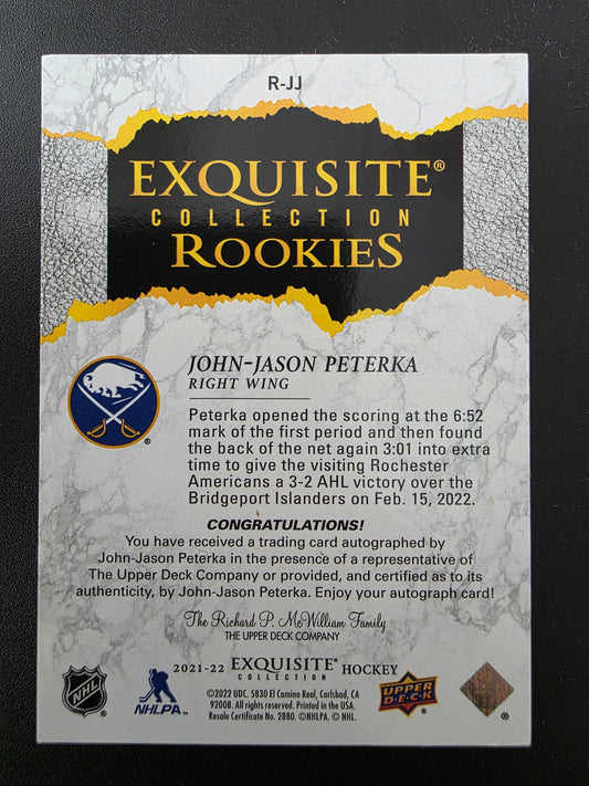2021-22 Upper Deck Ice - Exquisite Collection Rookie Signatures Gold - John-Jason Peterka #R-JJ /25 RY