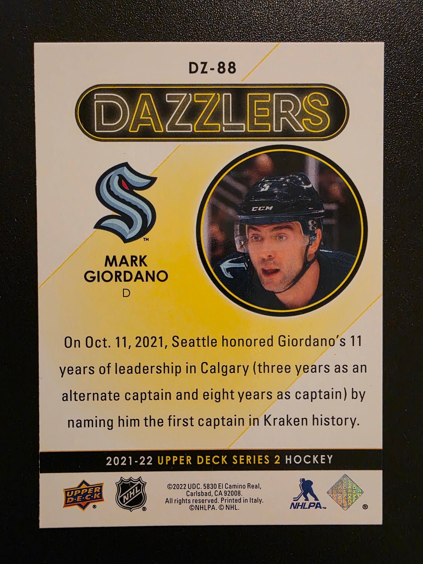 2021-22 Upper Deck Series 2 - Dazzlers - Orange - Mark Giordano #DZ-88