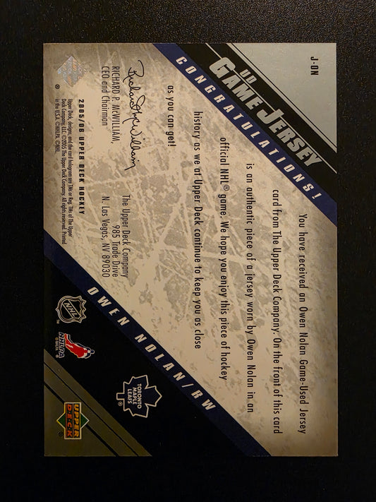 2005-06 Upper Deck - UD Game Jersey Series 1 - Owen Nolan #J-ON