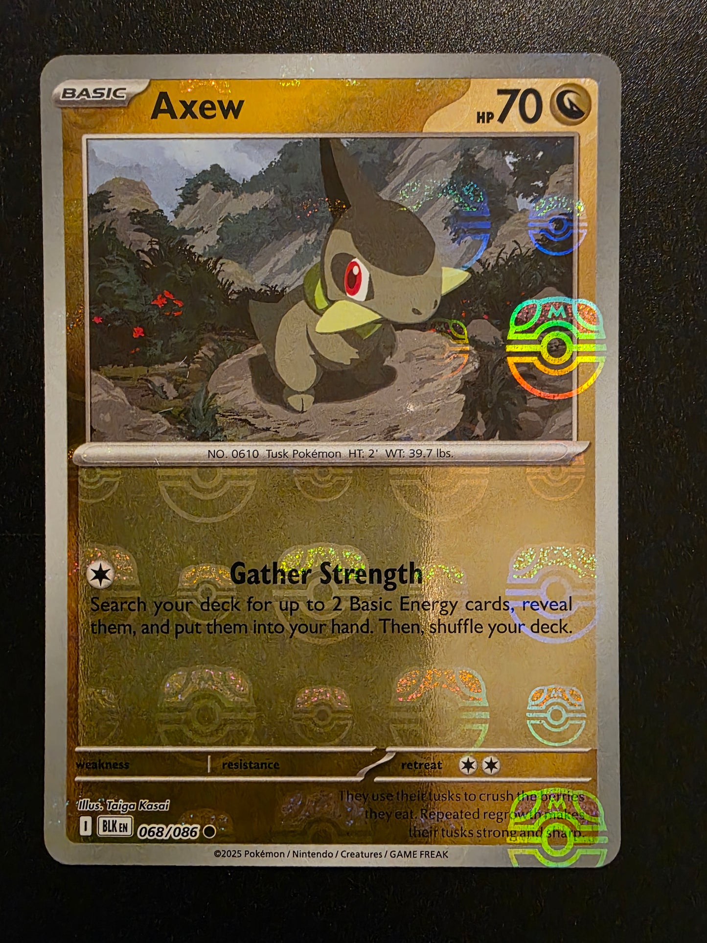2025 Pokemon Scarlet & Violet - Black Bolt - Master Ball Foil - Axew #068