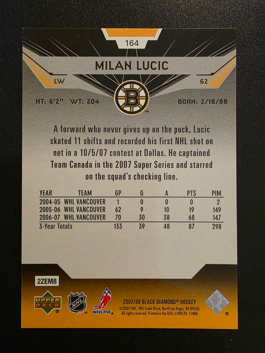 2007-08 Upper Deck Black Diamond - Rookie Gems - Milan Lucic #164  RC