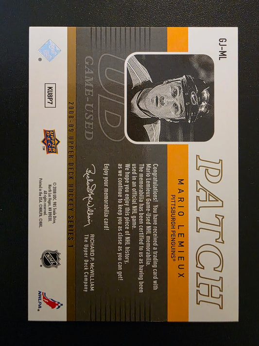 2008-09 Upper Deck - UD Game Jersey Series 1 - Patch - Mario Lemieux #GJ-ML /15