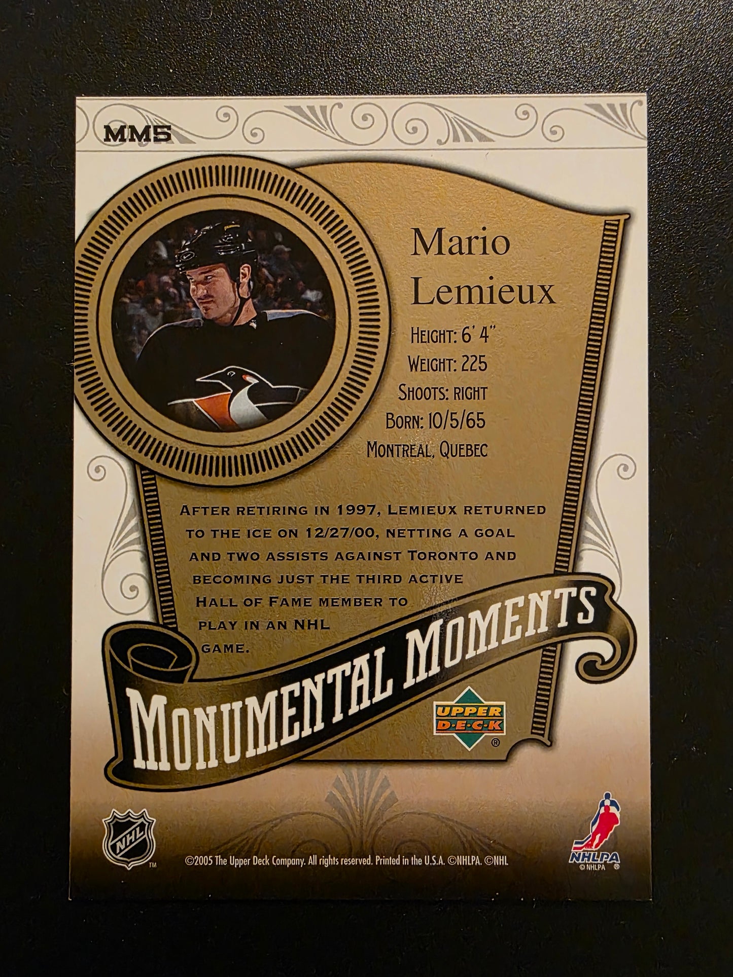 2005-06 Upper Deck MVP - Monumental Moments - Mario Lemieux #MM5