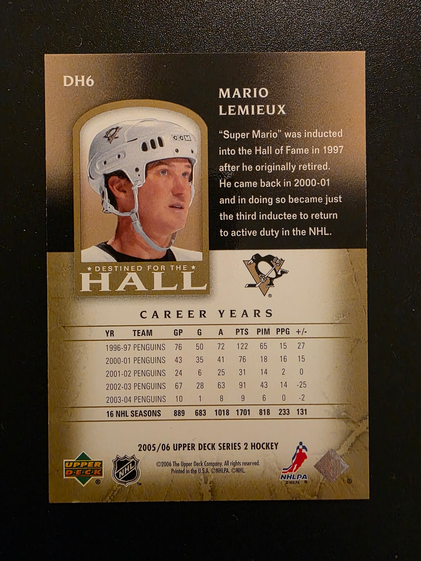 2005-06 Upper Deck - Destined for the Hall - Mario Lemieux #DH6