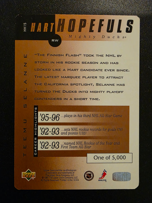 1996-97 Upper Deck - Hart Hopefuls - Bronze - Teemu Selanne #HH15 /5000