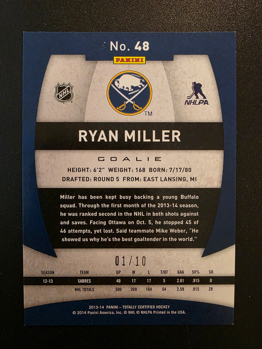 2013-14 Panini Totally Certified - Mirror Platinum Blue - Ryan Miller #48 /10