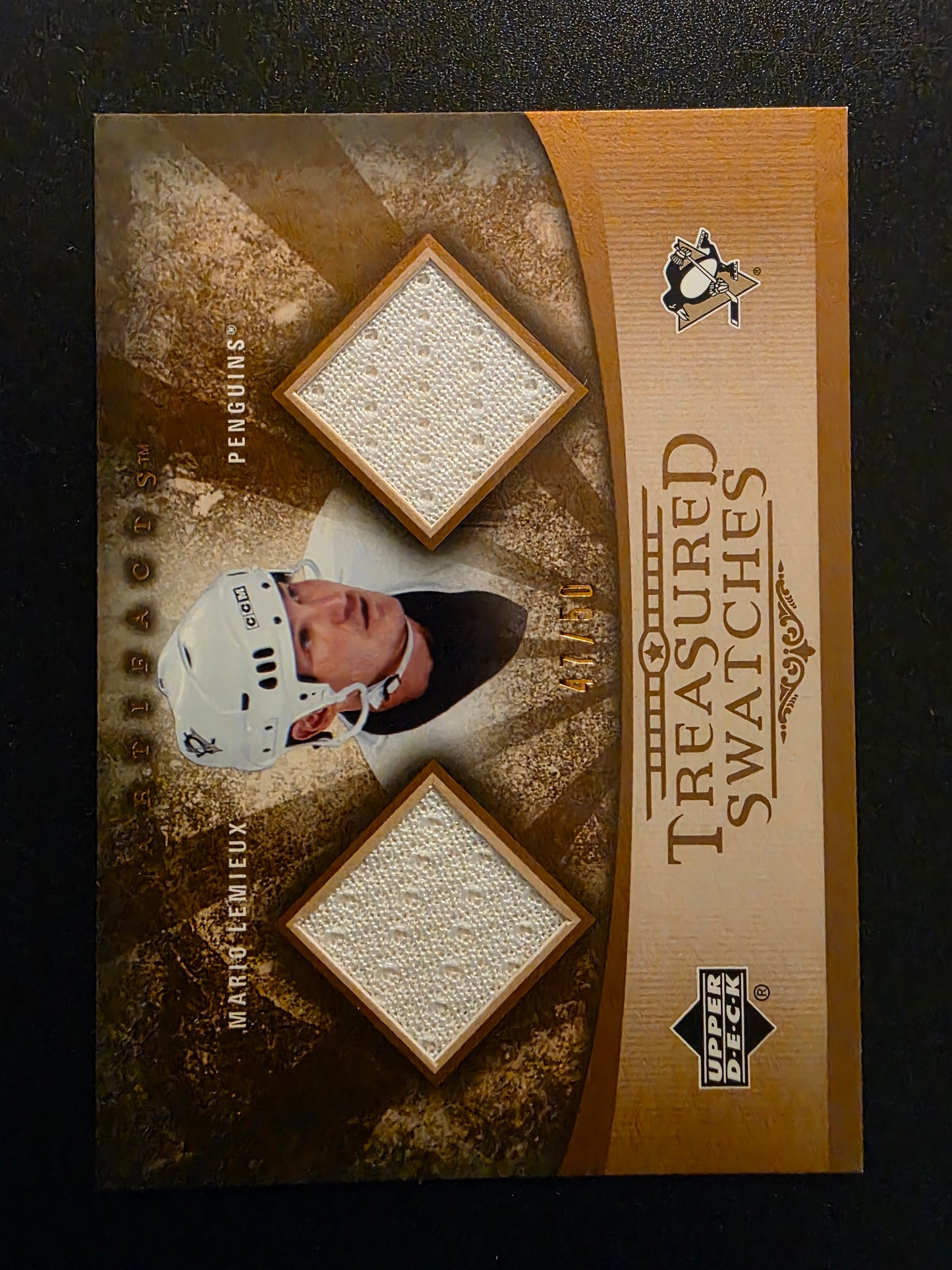 2005-06 Upper Deck Artifacts - Treasured Swatches Dual - Copper - Mario Lemieux #TSD-ML /50