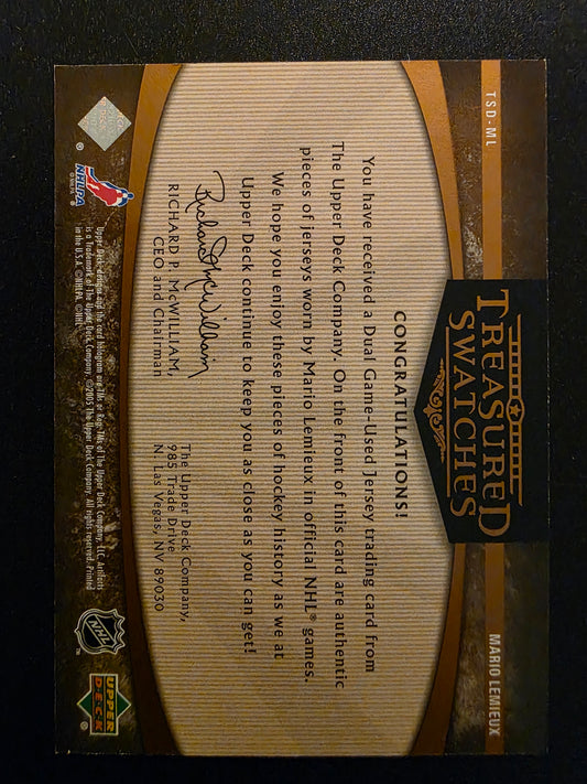 2005-06 Upper Deck Artifacts - Treasured Swatches Dual - Copper - Mario Lemieux #TSD-ML /50