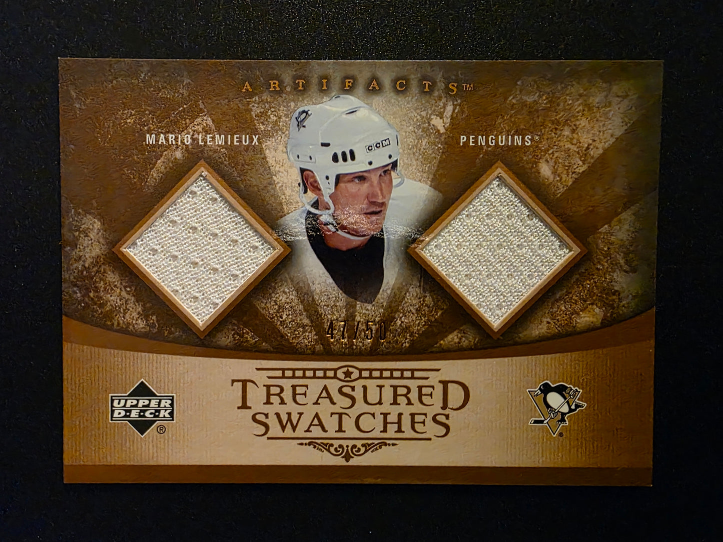 2005-06 Upper Deck Artifacts - Treasured Swatches Dual - Copper - Mario Lemieux #TSD-ML /50