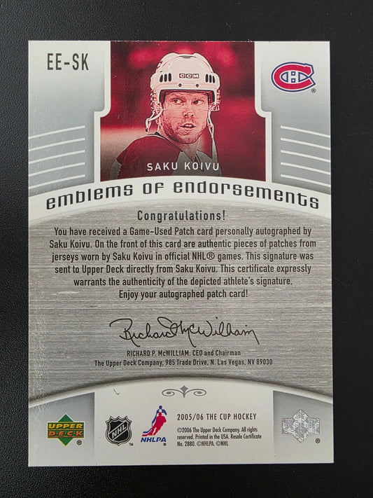 2005-06 Upper Deck The Cup - Emblems of Endorsement - Saku Koivu #EE-SK /15