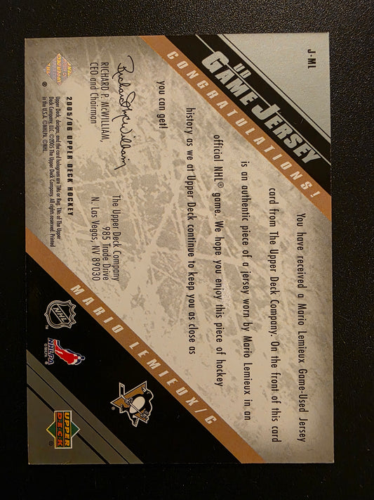 2005-06 Upper Deck - UD Game Jersey Series 1 - Mario Lemieux #J-ML