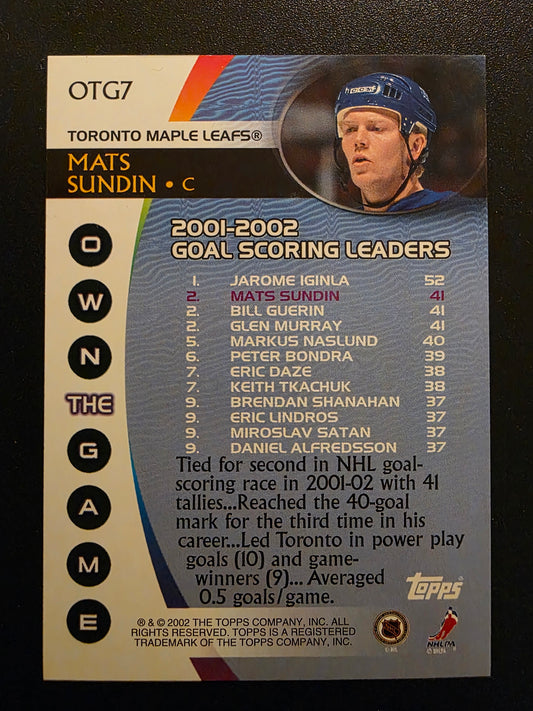 2002-03 Topps - Own the Game - Mats Sundin #OTG7