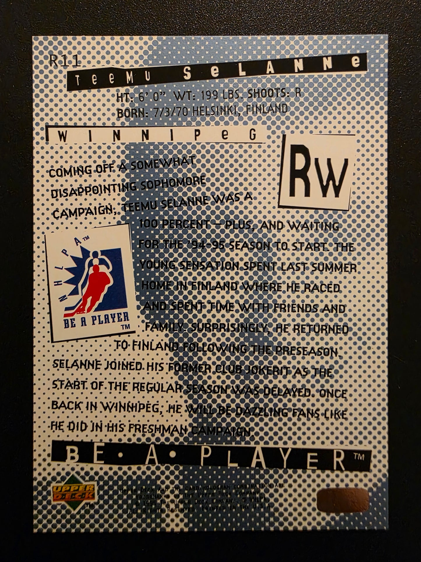 1994-95 Upper Deck Be a Player - Teemu Selanne #R11