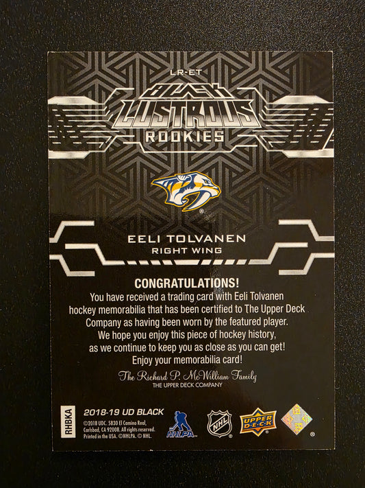 2018-19 Upper Deck SPx - UD Black Lustrous Rookies - Jerseys - Eeli Tolvanen #LR-ET RY