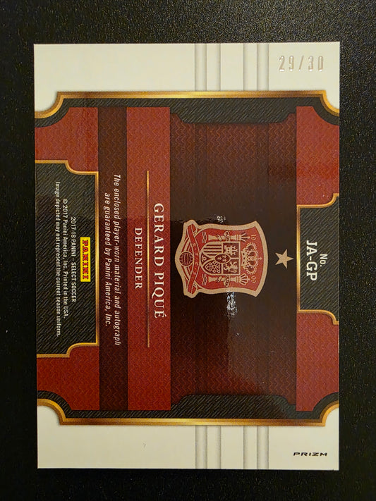 2017-18 Panini Select - Jersey Autographs - White Prizm - Gerard Pique #JA-GP /30