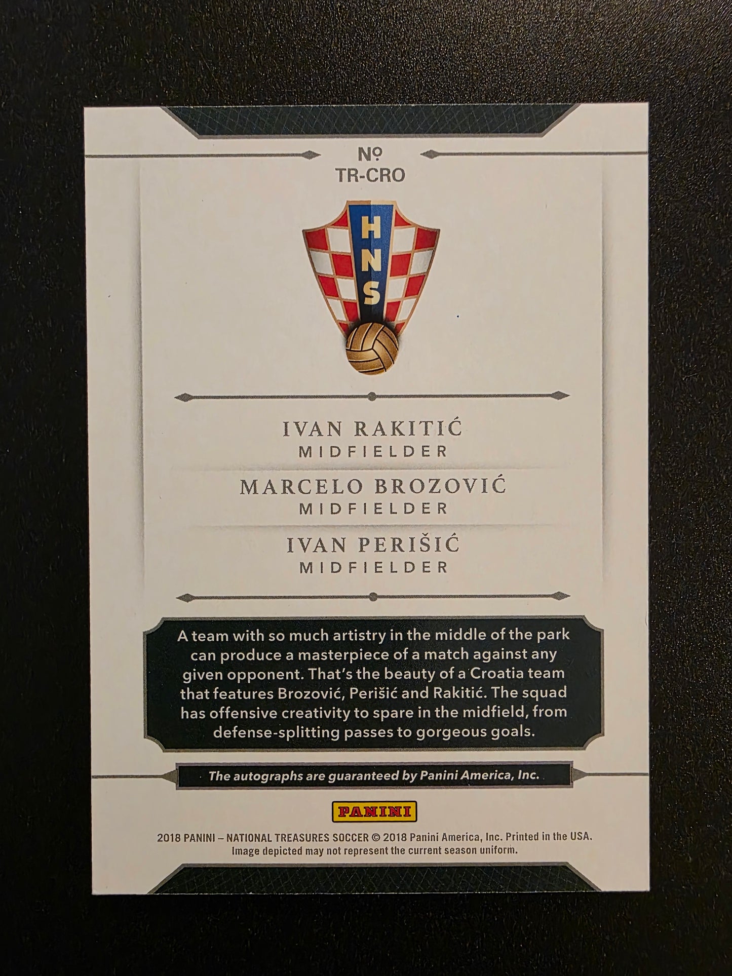 2018 Panini National Treasures - Triple Signatures Croatia - Ivan Rakitić / Marcelo Brozović / Ivan Perišić #TR-CRO /30