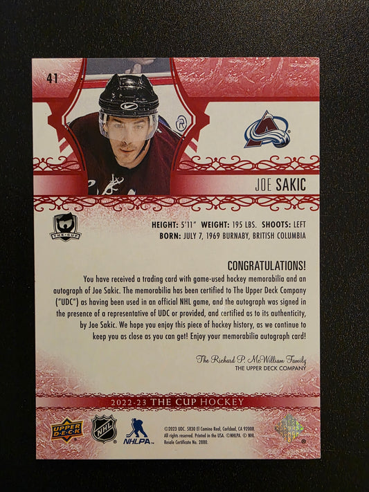 2022-23 Upper Deck The Cup - Red Foil - Joe Sakic #41 /4