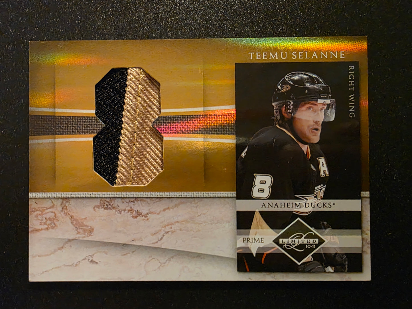 2010-11 Panini Limited - Jumbo Materials - Jersey Numbers Prime - Teemu Selanne #1 /10