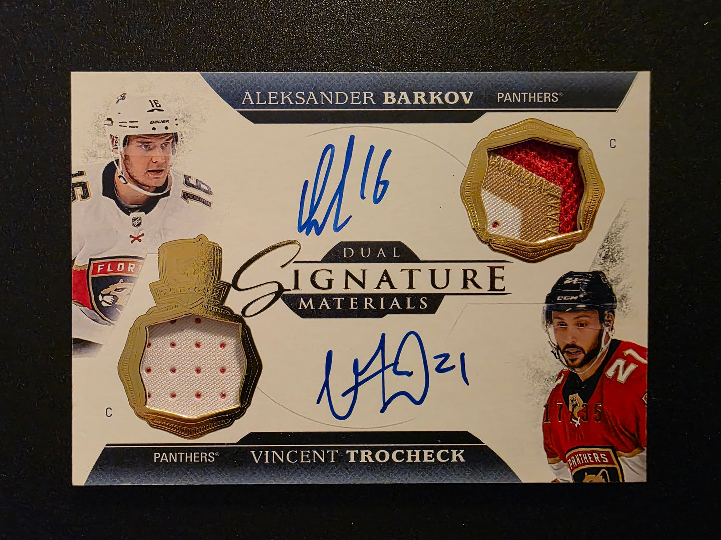 2017-18 Upper Deck The Cup - Dual Signature Patches - Aleksander Barkov / Vincent Trocheck #SP2-BT /35