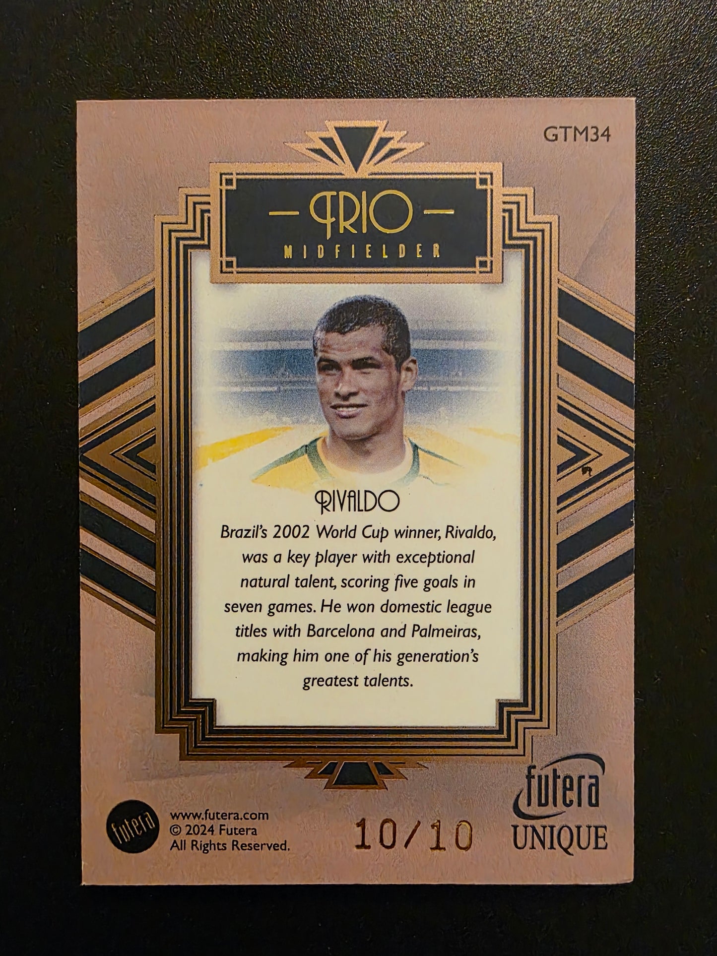 2024 Futera Unique Trio Gold Frame - Rivaldo - GTM34 /10