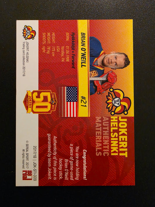 2017-18 Sereal Jokerit Stick - Brian O'Neill #JOK-STI-009 /50