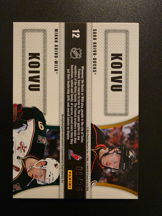 2011-12 Panini Certified - Shirt Off My Back Combos - Prime - Saku Koivu / Mikko Koivu #12 /25