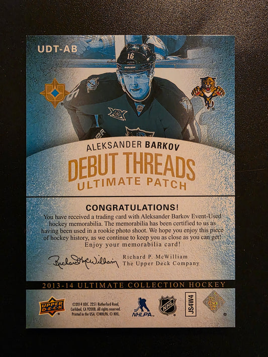 2013-14 Upper Deck Ultimate Collection - Debut Threads - Aleksander Barkov #UDT-AB /100 RY