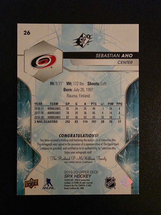 2019-20 Upper Deck SPx - Autographs - Sebastian Aho #26