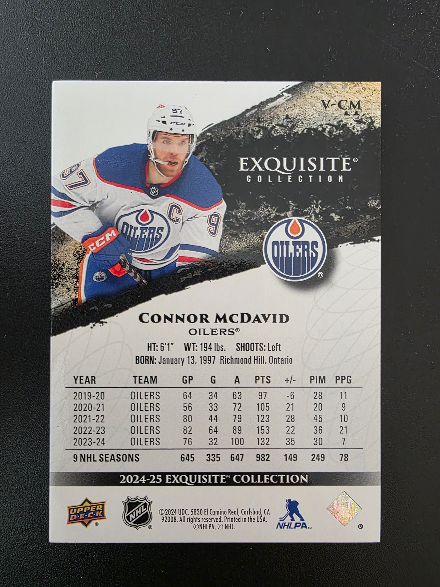 2024-25 Upper Deck Black Diamond - Exquisite Collection - Gold - Connor McDavid #V-CM /99