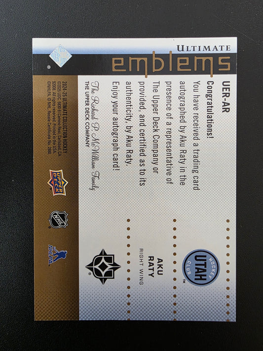 2024-25 Upper Deck Ultimate Collection - Ultimate Emblems Autographs Rookies - Gold - Aku Raty #UER-AR /99 RY