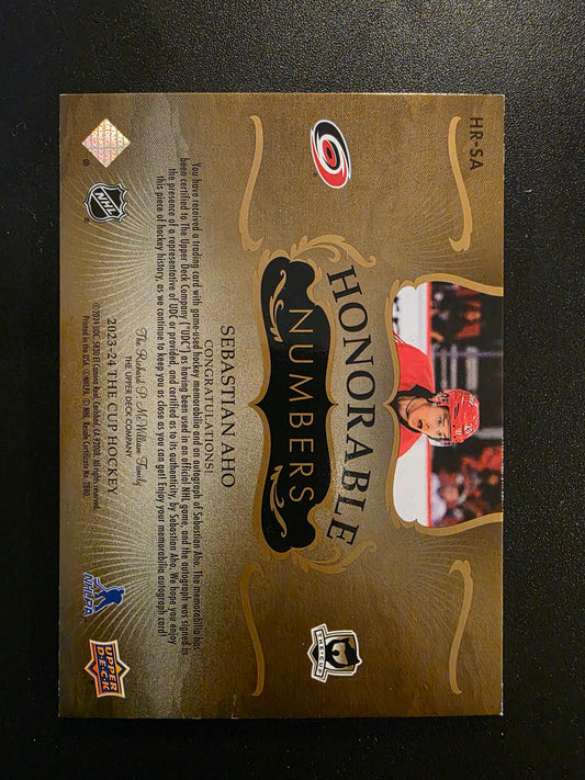 2023-24 Upper Deck The Cup - Honorable Numbers - Sebastian Aho #HR-SA /38