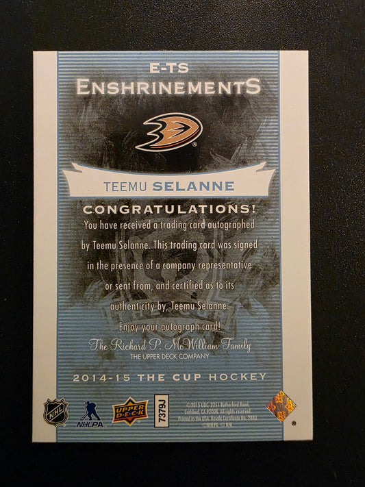 2014-15 Upper Deck The Cup - Enshrinements Autographs - Teemu Selanne #E-TS /99