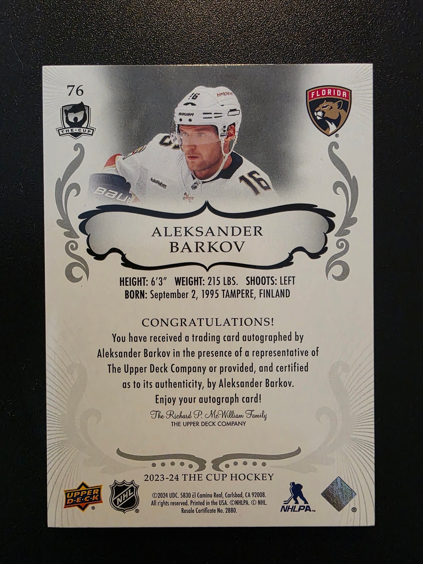 2023-24 Upper Deck The Cup - Gold Spectrum Foil Variation - Aleksander Barkov #76 /12