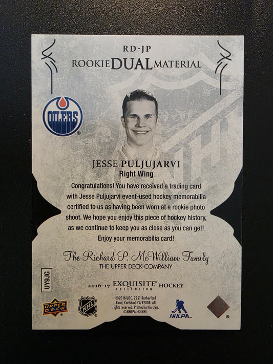 2016-17 Upper Deck Black Diamond - Exquisite Rookie Dual Materials - Jesse Puljujarvi #RD-JP /99 RY