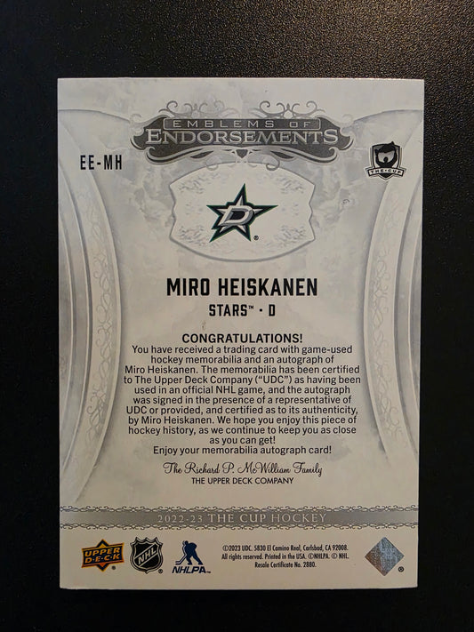 2022-23 Upper Deck The Cup - Emblems of Endorsement - Miro Heiskanen #EE-MH /15