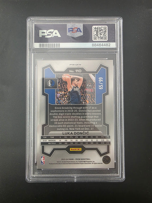 2023-24 Panini Prizm - Purple Prizm - Luka Doncic #110 /99 PSA 9