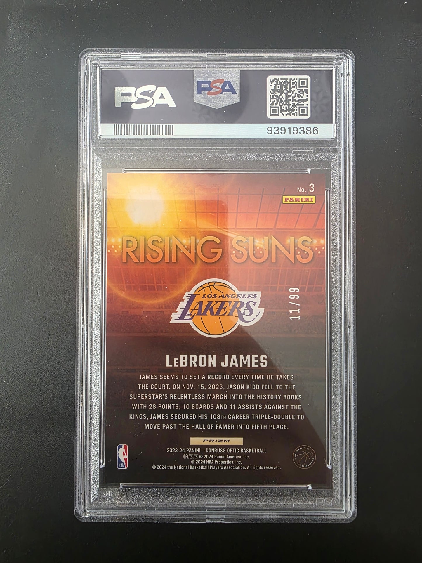 2023-24 Panini Donruss Optic - Rising Suns - Red Prizm - LeBron James #3 /99