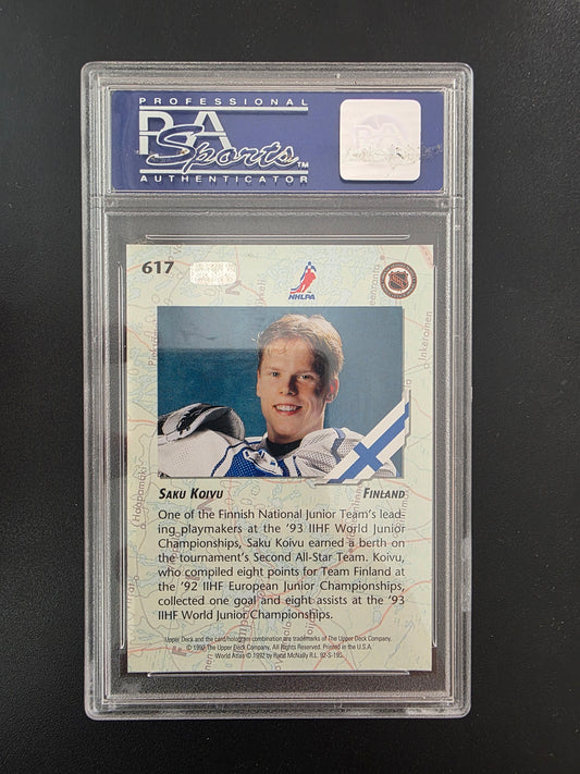 1992-93 Upper Deck - World Juniors Championships - Saku Koivu #617 RC PSA 8