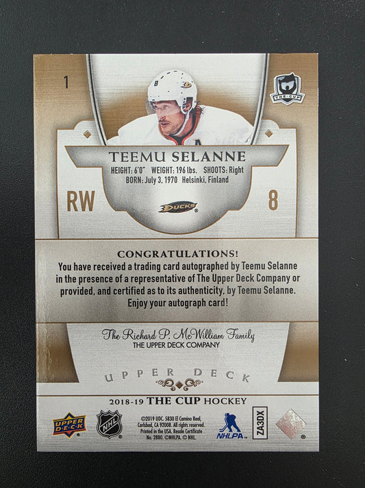 2018-19 Upper Deck The Cup - Gold Spectrum Foil - Teemu Selanne #1 /12