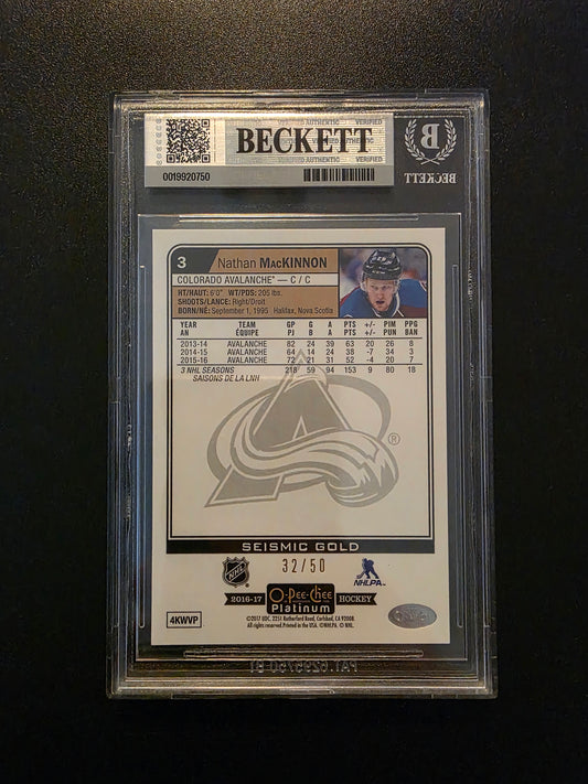 2016-17 Upper Deck OPC Platinum - Seismic Gold - Nathan MacKinnon #3 /50 BGS 9
