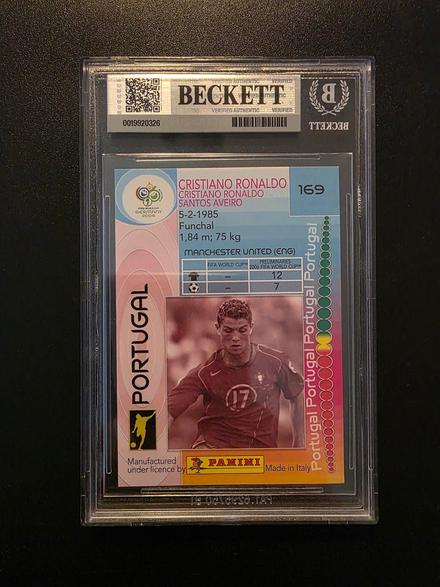 2006 Panini FIFA World Cup Germany - Cristiano Ronaldo #169 BGS 8.5