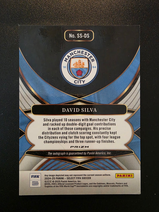 2024-25 Panini Select FIFA - Select Signatures - Blue Pulsar Prizm - David Silva #SS-DS