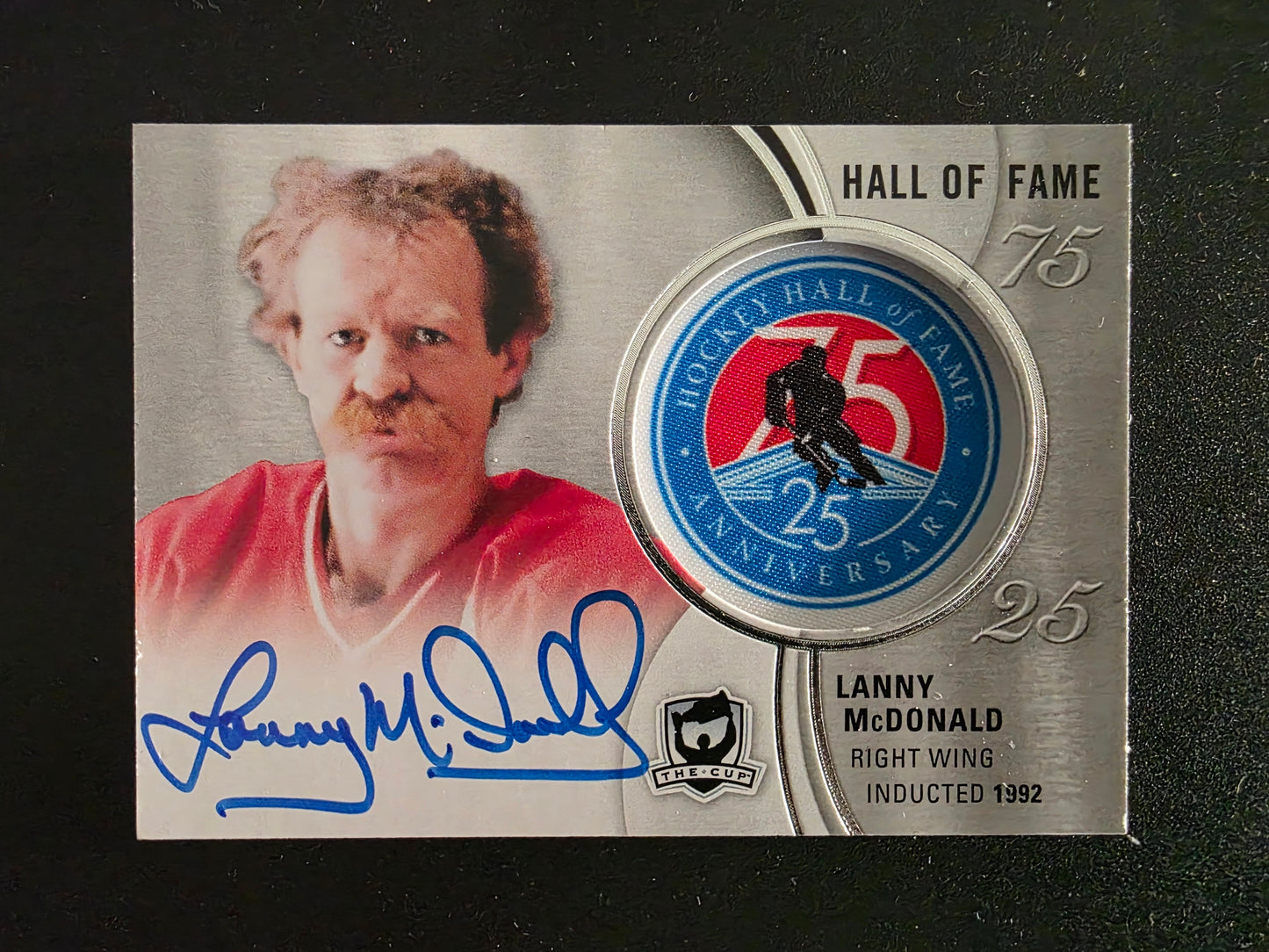 2018-19 Upper Deck The Cup - Hockey Hall of Fame Anniversary 75/25 Manufactured Patch - Autographs - Lanny McDonald #HOF-LM