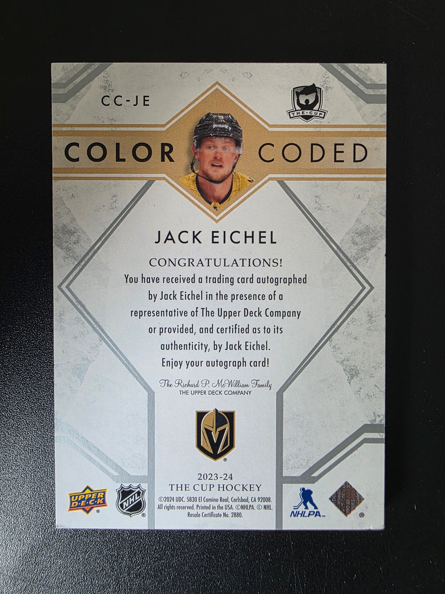 2023-24 Upper Deck The Cup - Color Coded - Jack Eichel #CC-JE