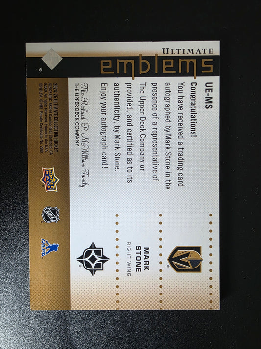 2024-25 Upper Deck Ultimate Collection - Ultimate Emblems Autographs - Mark Stone #UE-MS